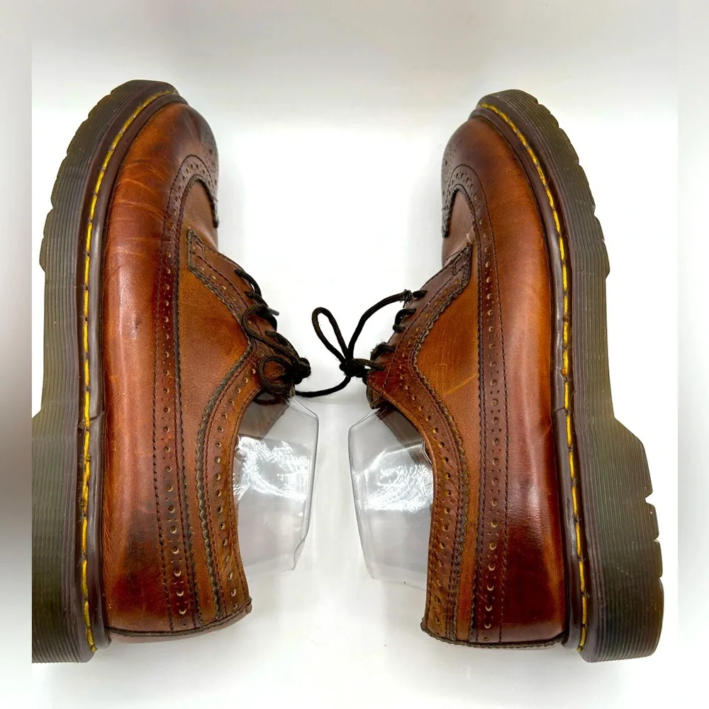 RARE Vtg Dr. Martens 3989 Made in England Wingtip Brown Brogues Oxfords Shoe 90s - Picture 3 of 14